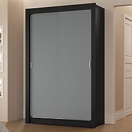 Guarda-Roupa Solteiro 2 Portas de Correr 2 Gavetas Preto/Cinza Vivare Madesa - imagem 1
