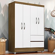 Guarda Roupa Solteiro 4 Portas: Bruna Boreal/Branco - imagem 1