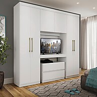 Guarda Roupa Solteiro 6 Portas: +TV e Gavetas! - imagem 1