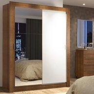 Guarda-Roupa Solteiro Denver: Espelho & Rustic/Branco - imagem 1