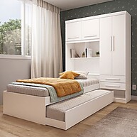 Guarda Roupa Solteiro Milena: 4 Portas + Bicama! - imagem 1