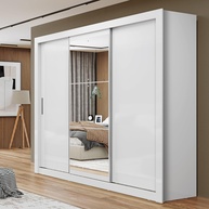 Guarda-Roupa Casal Espelhado 3 Portas com 4 Gavetas - Viena Yescasa Branco - imagem 1