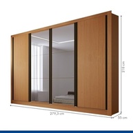 Guarda-Roupa Casal com 6 Espelhos 4 Portas Zara Espresso Móveis Carvalho - Design Sofisticado e Funcionalidade - imagem 3
