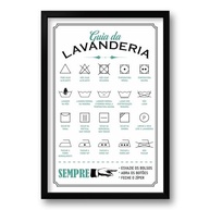Quadro Guia de Lavagem 40x60cm com Moldura Preto Fosco - Símbolos e Regras de Cuidados com Roupas - imagem 2