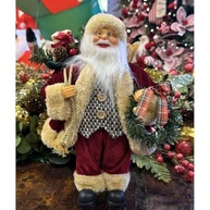 Papai Noel 30cm Colete Tweed Enfeite Natalino Premium com Guirlanda - imagem 3