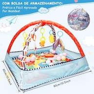 Tapete Ginásio Gymini - Baby Gym com Piscina de Bolinhas, Brinquedos Suspensos e Manta para Desenvolvimento Infantil - imagem 3