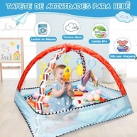 Tapete Ginásio Gymini - Baby Gym com Piscina de Bolinhas, Brinquedos Suspensos e Manta para Desenvolvimento Infantil - imagem 5