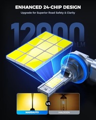 Marsauto Lâmpadas LED Neblina H11/H16/H8 Âmbar 3500K - Super Brilho 12.000 Lúmens - imagem 4