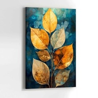 Quadro Decorativo Sala Quarto Hall 130x90 Lotus Dourado Azul - Arte Moderna em Tecido - imagem 3