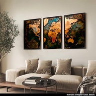 Quadro Decorativo Mapa Mundi 80x60cm - 3 Telas para Sala e Hall - imagem 3