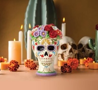 Estatueta Jim Shore Dia de Los Muertos Açúcar Crânio Flor Halo - Resina Pintada à Mão - imagem 3