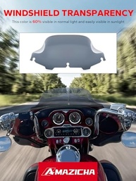 Para-brisa 8" Fumaça Amazicha para Harley Davidson Touring - Street Glide, Electra Glide, Tri Glide (FLHT, FLHX, FLHTCU, FLHTC, FLHTK) - imagem 4