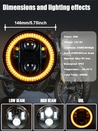 Farol de LED Amarelo 14cm para Moto - Estilo e Performance para Harley Davidson e Mais - imagem 5