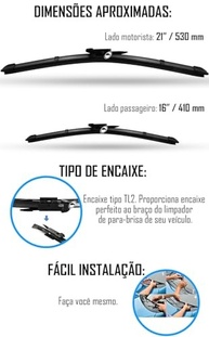 Par de Palhetas Limpador Para-Brisa Fiesta Hatch/Sedan 2011-2014 (21"/16") - Visibilidade Perfeita! - imagem 5
