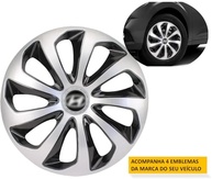 Jogo 4 Calotas Esportivas Velox Aro 15 Preto/Prata para Hyundai HB20, HB20S, HB20X - imagem 5