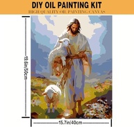 Kit Pintura Jesus por Números para Adultos - Tela HD com Pintura Acrílica, Ideal para Iniciantes e Decoração Cristã - imagem 3