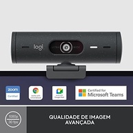Webcam Full HD Logitech Brio 500 com Microfones Duplos com Redução de Ruídos, Proteção de Privacidade, Correção de Luz e Enquadramento Automático - Grafite - imagem 3