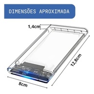 Case Externa Para HD Transparente USB 3.0 Sata 3.0 Suporta SSD e HD até 5TB Alta Velocidade Premium Compacto Plug Play Compatível Windows Mac - imagem 4