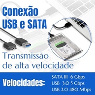 Case Externa Para HD transparente Alta Velocidade e Conexão USB 3.0 Transmissão de 6gbps Sata 3 Suporta SSDs e HDs de até 3TB Transparente Premium - imagem 3