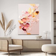Quadro Decorativo Rosê Abstrato Floral 40x60 - Tecido Premium com Impressão HD - imagem 1
