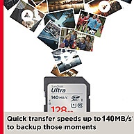 Cartão SD Sandisk 128GB Ultra – 140MB/s para Fotos e Vídeos HD - imagem 2
