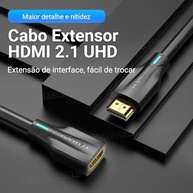 Cabo Extensor HDMI 2.1 VENTION 1m 8K 60Hz 4K 120Hz - Ultra Alta Velocidade 48Gbps para Gamer e Home Theater - imagem 3