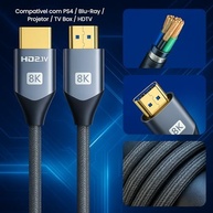 Cabo HDMI 2.1 8K 2m Ultra Rápido 48Gbps | HDR10 eARC VRR | Compatível com TV 4K, PS5, Xbox, Monitor Gamer, Projetor, PC | Conector Banhado a Ouro e Cabo Reforçado - imagem 3