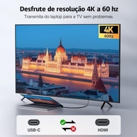 Cabo USB-C para HDMI 4K 30Hz 1 Metro, Thunderbolt 3 Compatível, Transmissão Ultra HD, Conector Reforçado, Plug & Play para MacBook, iPad Pro, Dell XPS - imagem 3