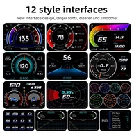 BY-J Car Hud Heads Up Display Velocímetro GPS digital, visor Obd2, medidor de inclinação do ângulo do carro, acelerômetro com velocidade do veículo KM/h MPH, RPM, relógio, aviso de sobrevelocidade, - imagem 4