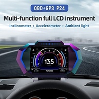 BY-J Car Hud Heads Up Display Velocímetro GPS digital, visor Obd2, medidor de inclinação do ângulo do carro, acelerômetro com velocidade do veículo KM/h MPH, RPM, relógio, aviso de sobrevelocidade, - imagem 3