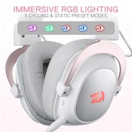 Headset Gamer Redragon Zeus Pro Branco Sem Frio, Bluetooth, Sorround 7.1, Microfone Removível - Branco e Rose Gold - imagem 4