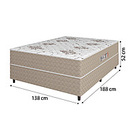 Cama Box Casal Conjugada Ortopédico Alpha Espuma 138x188x52cm Bege/Branco Hellen - imagem 2
