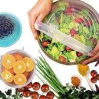 Kit com 6 Tampas de Silicone Universal Ajustáveis - Vedação Hermtica para Alimentos - imagem 3