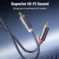 QCYDOBRASIL Cabo de Áudio 2RCA Macho-Macho: Som Hi-Fi Imersivo com 3 Metros e Conectores Banhados a Ouro - imagem 5