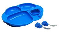 Kit Alimentação Infantil com 4 Divisórias Hipopótamo - Talheres Ergonômicos Marcus e Marcus Azul - imagem 2