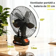 Ventilador de Mesa Hivento 20cm com Bateria 15000mAh - Potente, Portátil e Versátil para Casa e Acampamento - imagem 3