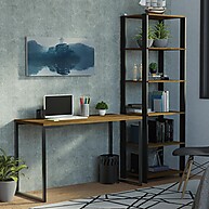 Home Office Completo: Mesa + Estante Industrial Madesa - imagem 1