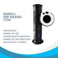 Manopla Vazada com Roldana para Honda Titan Fan Cargo 125/150/160 - Par Preto - imagem 3