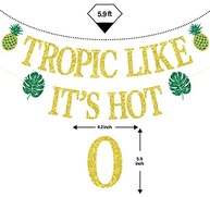 Faixa Tropic Like It's Hot Banner, decorações de festa havaiana Luau, Tropic Like It's Hot para festa havaiana Luau, despedida de solteira tropical, decorações de festa de praia Bach glitter dourado - imagem 4