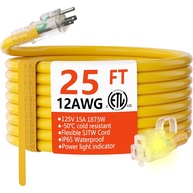 Cabo de Extensão HUANCHAIN 7,6m Reforçado 12AWG - Uso Externo, À Prova d'Água e Segurança Iluminada - imagem 1