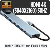 Adaptador Dock Station Hub 8 em 1 Tipo C USB 3.1 PD Adaptador Multiportas Dex USB C com Saída HDMI 4K, Fonte de Alimentação tipo C, Leitor de Cartões entrada Rede - imagem 4