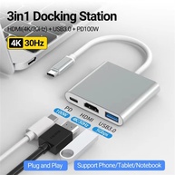 Hub USB-C 3 em 1: Conecte, Carregue e Veja em 4K! - imagem 1