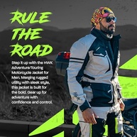 HWK Jaqueta de motocicleta masculina de aventura/turismo com tecido Cordura para motociclismo e proteção contra impactos - imagem 5