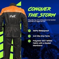 HWK Roupa de chuva de motocicleta para homens e mulheres, jaqueta e calça refletiva impermeável (alaranjado, GG) - imagem 3