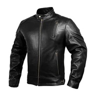 HWK Jaqueta de couro para motociclista com armadura masculina, jaqueta de couro genuíno Cafe Racer para equitação resistente ao clima - imagem 2