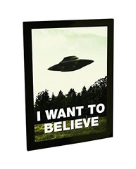 Quadro Decorativo I Want To Believe com Moldura Premium - Design Exclusivo para Ambientes Modernos - imagem 1