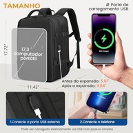 IceSelect Mochila de Viagem Expansivel Grande Masculina Feminina,Mochila Avião para Notebook 17,Executiva,Antifurto,Reforçada,USB,Impermeável,Escolar,Faculdade,Trabalho,Presente - imagem 4