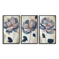 Kit com 3 Quadros Decorativos 30x50 cm Floral Moderno com Moldura - Ideal para Sala, Quarto e Hall - imagem 4