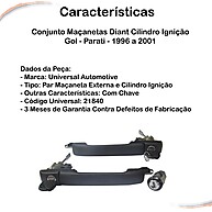 Maçanetas Gol Parati: Kit Completo + Cilindro Ignição - imagem 2