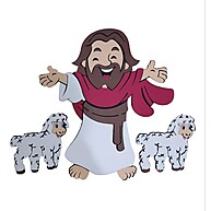 Jesus 65cm + 2 Ovelhas EVA: Decoração Páscoa Igreja - imagem 1